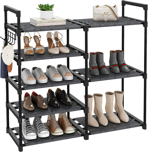 CSXGBAB Black Tubes Closet Shoe Rack, Boot Rack, 5 Tier Oxford Fabric Shelf,