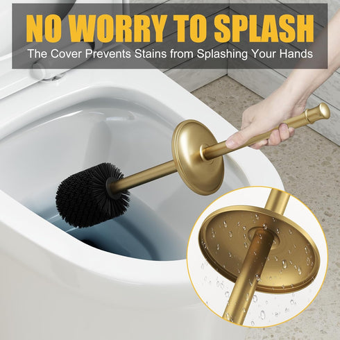 Set BESy Toilet Brush and Holder, Toilet Cleaner Bowl with Two Brush with Extra Long Handle, Durable Bristles Toilet