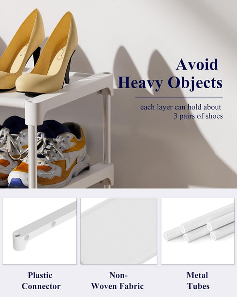 Closet, 27.5" 3 Kitsure Shoe Rack - Non-Woven Shoe Rack Shelf, Shoe Organizer for Entryway, Garage & Corridor