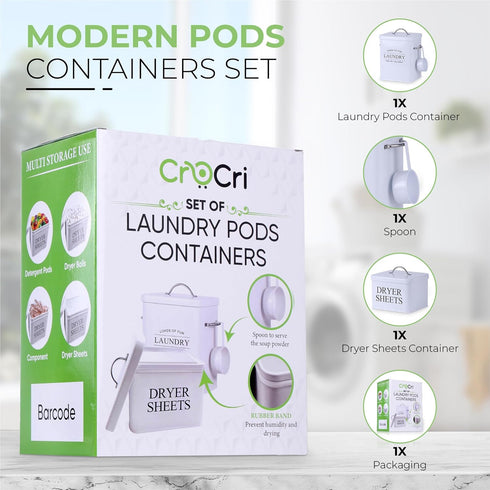 crocri 2 Pack Laundry Detergent Container and Dryer Sheet Holder Dispenser with hermetic seal,Farmhouse Laundry Room