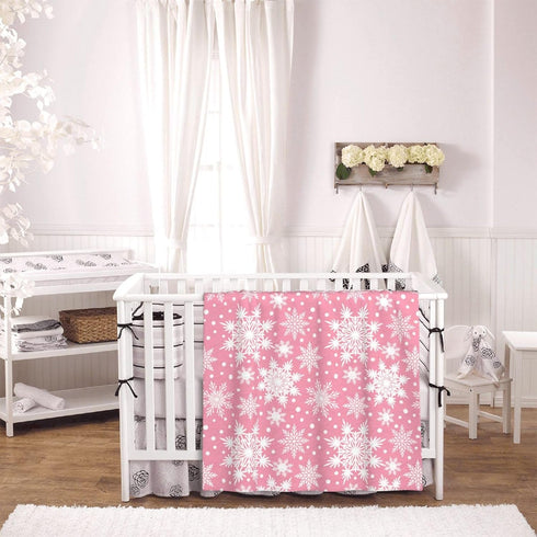 Perinsto 60"X50" Winter Snowflakes Pink Throw Blanket Ultra Soft Warm All Season Christmas Decorative Fleece Blankets