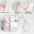 Qtip Holder - Clear Acrylic Cosmetic Items Storage Dispenser for Bathroom Vanity Countertop, 4 Compartments