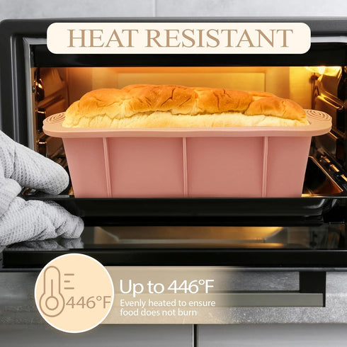 Silicone Bread Loaf Pan, 2 PCS Rectangular Non-Stick Baking Mold for Oven, Easy Release