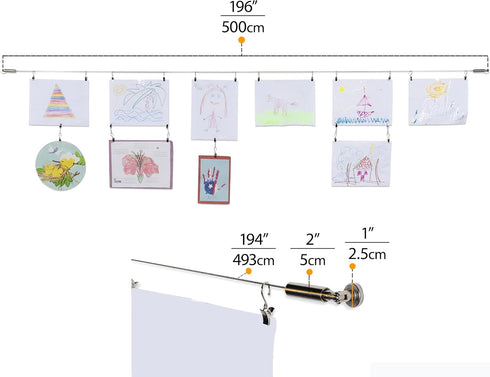 Wallniture Curtain Drape Wire Rod Set for Tapestry, Kids Crafts, Wall Decor Picture Hanging Kit