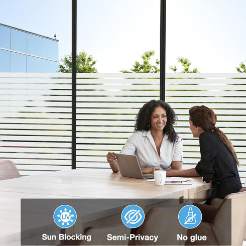 Viseeko Frosted Glass Window Privacy Film, Window Cling for Day and Night Privacy, Heat Blocking Decorative Window Film