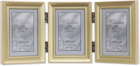 Lawrence Frames Bead Border Design, 2.5x3.5 Triple, Satin Gold