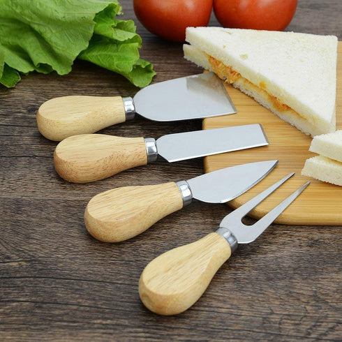 GLE2016 8 Set PCS Cheese Knives, with Wood Handle Stainless Steel Cheese Slicer Cheese Cutter,include:Mini Knife
