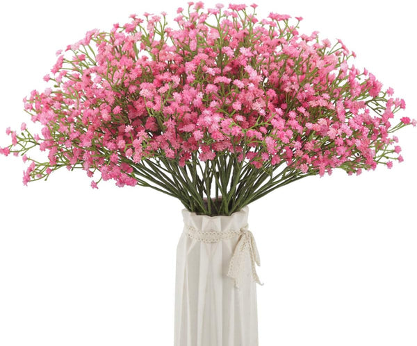 BOMAROLAN Artificial Baby Breath Flowers Fake Gypsophila Bouquets 12 Pcs Plastic Real Touch Flowers for Wedding Decor