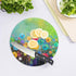 Seasonal Nature Spring Summer Autumn Winter Flowers Pattern Tempered Glass Cutting Board 8" Round Kitchen Decorative