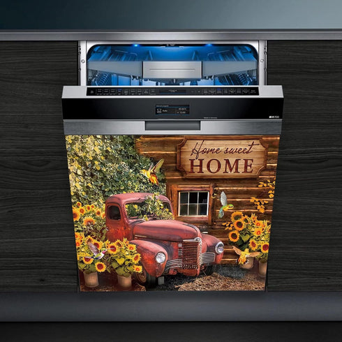 Home Sweet Home Dishwasher Magnet Door Cover - Farm Sunflower Decorative, Hummingbird Fridge Magnetic Panel