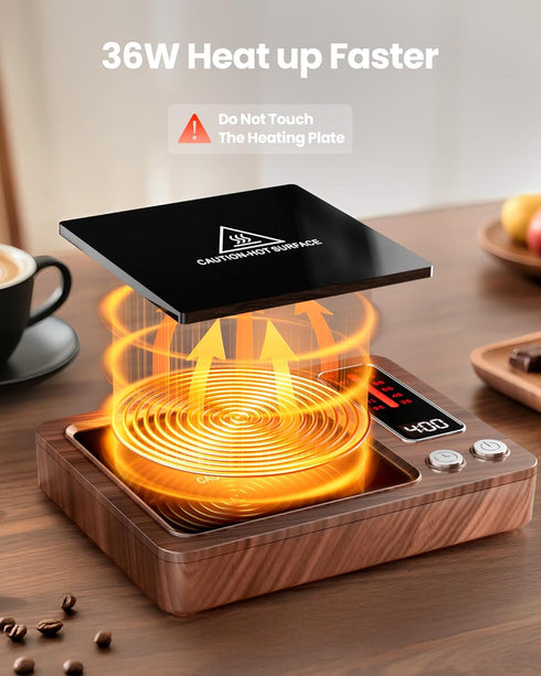 36W 5 Settings, 0.5-9H Gaiatop Coffee Mug Warmer, Fast Heating, Temp Timer, for Water Milk Tea Cocoa, Smart Candle