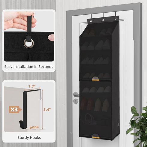 Closet 7-Shelf 1 Pack STORAGE MANIAC Over the Door Shoe Organizer with Curtain Dustproof Heavy-Duty Large Deep Pocket