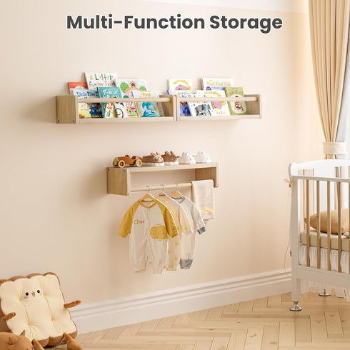 2 Pack 15.7 Inch upsimples Nursery Book Shelves, Floating Bookshelves for Wall, Baby Nursery Decor, Small Solid Wood