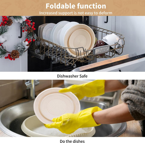 Sourdough Bread Baking Supplies - Set of 2 Silicone Banneton Proofing Baskets, 9 Inch Round & 10 Inch Oval