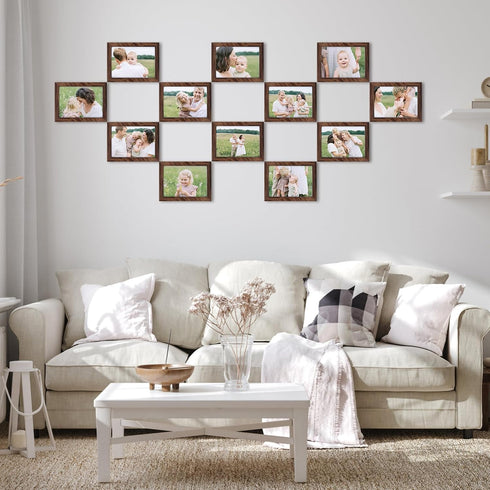 5x7 Set 12 5x 7 5x7 EYMPEU Picture Frames Rustic Brown Walnut Wood Color of Multi Display Wooden Colored Photo Frames