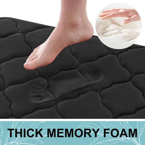 OLANLY Memory Foam Toilet Rugs U-Shaped 24x20, Ultra Soft Non-Slip Bathroom Mats, Machine Washable Contour Bath Rugs