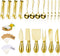 Charcuterie Board Accessories Set, Cheese Spreader Knife, Stainless Steel Mini Serving Tongs, 18 Pieces (Golden)