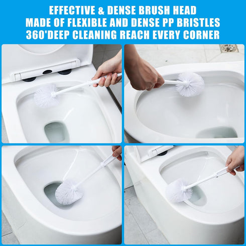25 Mimorou Pcs White Toilet Brush, Bathroom Toilet Bowl Brush, Soft Bristle Long Handle Plastic Toilet Scrubber
