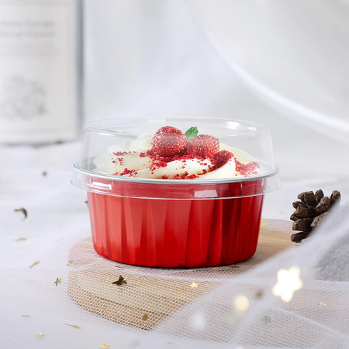 EUSOAR Disposable Ramekins with Lids, 30pcs 5oz Aluminum Foil Cupcake Baking Cups, Mini Cheesecake Pan