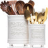 Elegant Ceramic Utensil Holder for Countertop, 7.5"+5.5" Cooking Utensils Organizer Set of 2 (White)