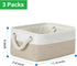 Bidtakay Small Fabric Storage Baskets, 3-Pack Collapsible 12x8x5 Inch Canvas Bins for Closet Organization - S-White &