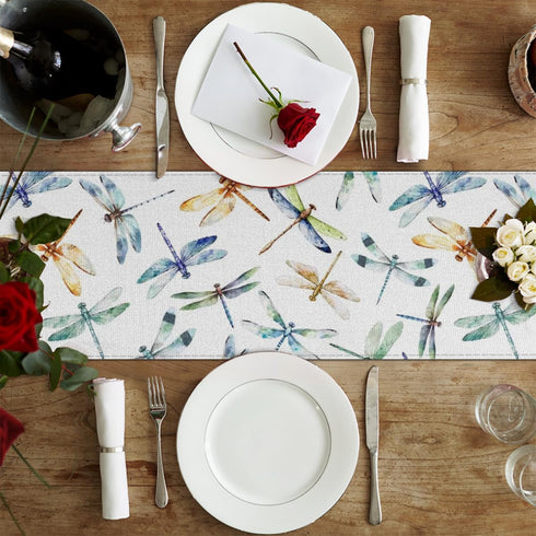 Aglebo 108 Inches 13 108 Inches Cute Dragonfly Table Runner Washable Table Runners Long Kitchen Dining Table Decoration