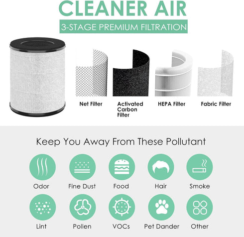 Replacement Filter for Tenergy Renair TAP01, 3-in-1 H13 True HEPA Filters, 2-Pack (White)