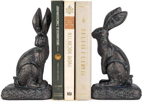 Rabbit Bookends, Decorative Bunny Book Ends for Shelves, Unique Rabbit Figurine Bookends,