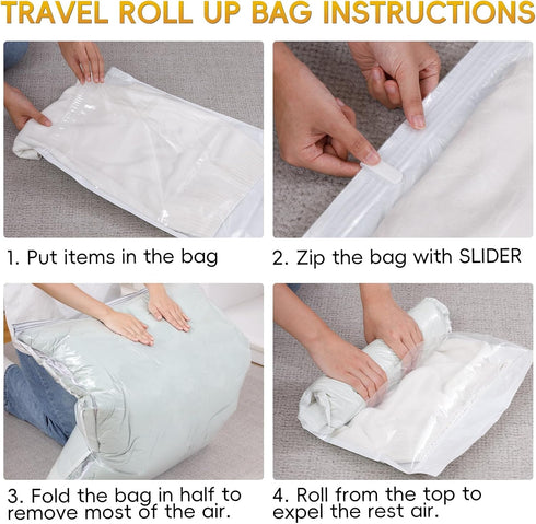 Vacuum Storage Bags with Electric Air Pump - 25 Pack (5 Jumbo, 5 Large, 5 Medium, 10 Roll Up Bags)