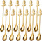 Gold Tulip/Rose Handle Mini Coffee Spoons Set, 12-Pcs Stainless Steel for Espresso, Tea, Dessert - Ideal for Small