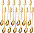 Gold Tulip/Rose Handle Mini Coffee Spoons Set, 12-Pcs Stainless Steel for Espresso, Tea, Dessert - Ideal for Small