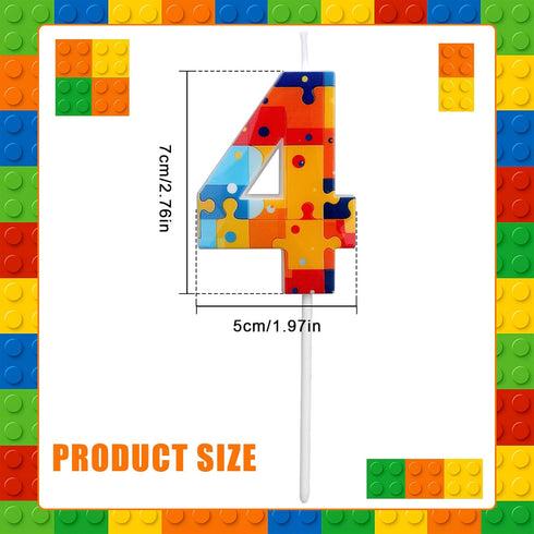 BOXOB 0 1st 2nd 3rd 4th 5th 6th 7th 8th 9th 4) Building Block Puzzle Number Birthday Cake Candles, Multicolor Block