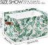 xigua Collapsible Green Leaves Storage Basket, Waterproof Canvas Toy Storage Bin with Leather Handles, 1PCS