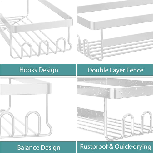 3 Pack StorageRight Corner Shower Caddy, Adhesive Bathroom Accessories with Soap Holder, Storage Stainless Shower