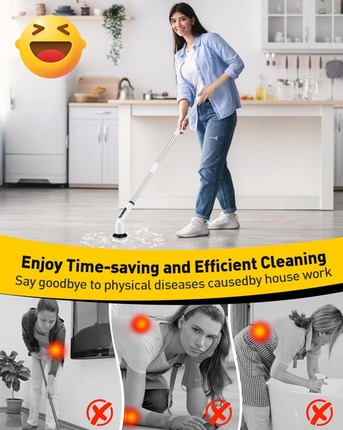 Electric Spin Scrubber, Shower Scrubber with Extendable 53.3'' Arm | Dual-Speed, 3 Brush Heads | Versatile Power Scrubber for Bathroom, Shower, Tub, Tile, and Car by CTMAST