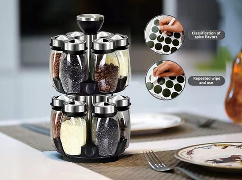 Kylinbigda Countertop, 12 Revolving Spice Rack Organizer Spinning Spice Storage Rack Tower Organizer with Empty Jars