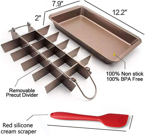 Ailelan Brownie Pan with Dividers - Non-Stick Backing Pan, Brownie Pan, Lasagna Pan, Brownie Trays,18 Pre-slice Brownie Pan All Edges, Muffin and Cupcake Pan for Baking -12 X 8 X 2 Inches