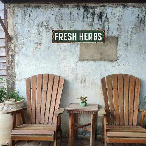 HENOVAL 16x4 Inches Fresh Herbs Sign Herb Garden Signs Vintage Tin Metal Signs For Home Kitchen Garden Farmhouse Wall