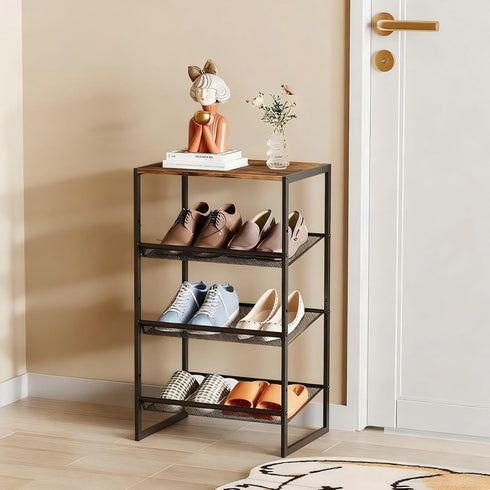 Garden 4 you Shoe Rack for Closet Narrow 4 Tiers, Small Shoe
