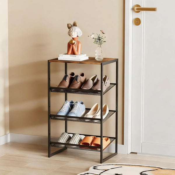 Garden 4 you Shoe Rack for Closet Narrow 4 Tiers, Small Shoe