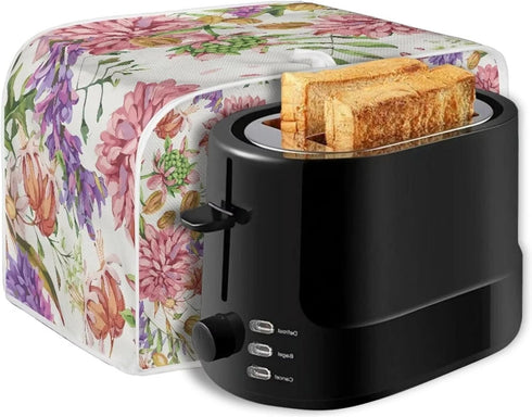 Hummingbird Floral Toaster Cover, Water-Resistant Kitchen Dust Protection for Most Standard 4 Slice Bread Maker