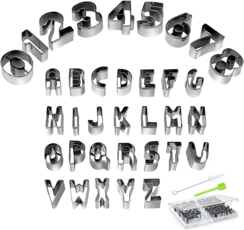 Alphabet & Number Cookie Cutters Set, 35 Pieces Mold Tools for Fondant, Biscuit, Cake, Fruit, Vegetables, or Dough