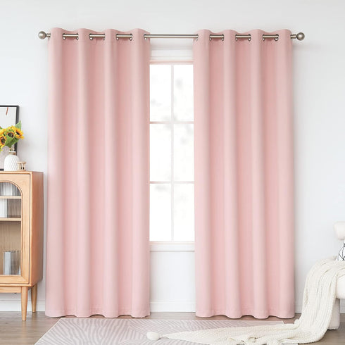 KEQIAOSUOCAI 84 Inch Length Baby Pink Curtains for Girls Kids Nursery Bedroom