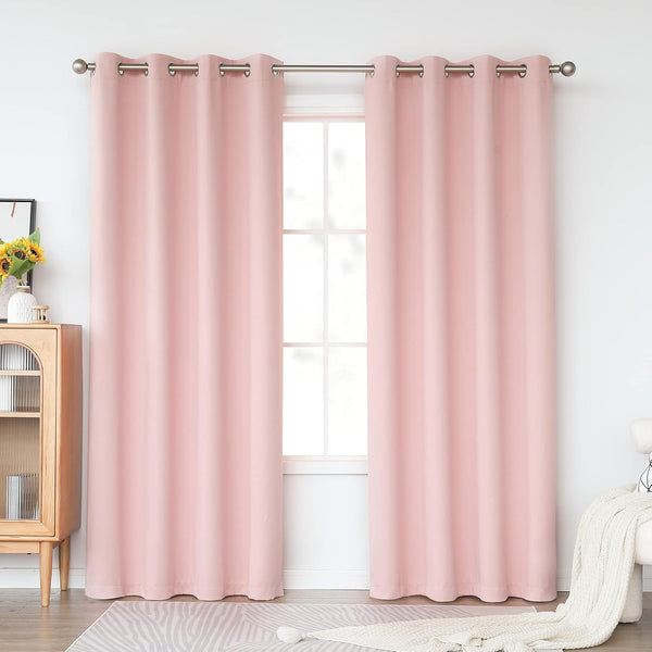 KEQIAOSUOCAI 84 Inch Length Baby Pink Curtains for Girls Kids Nursery Bedroom