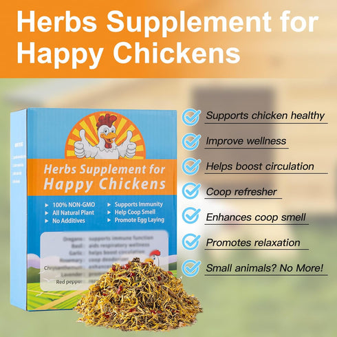 Vivaretio (17.6 OZ) Chicken Nesting Herbs and Flowers Chili Mix Supplement Coop Boxes Pads Roost Poultry House Feed