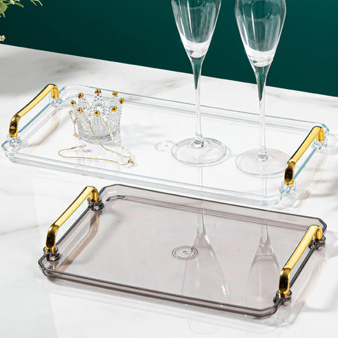 Generic Countertop 16x8.7x1.4 Inch Acrylic Serving Tray with Handles Ottoman Coffee Table Tray, Decorative Trays