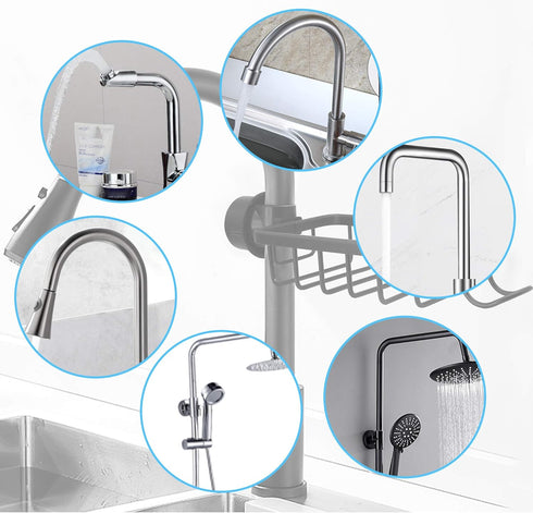 SinLoon Kitchen Faucet Sponge Holder - Space Aluminum Sink Caddy Organizer for Kitchen & Bathroom Accessories