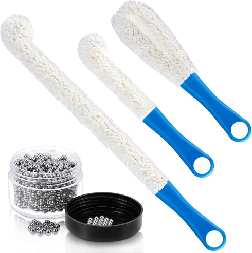 3 Pieces Decanter Cleaning Brush Flexible Bottle Scourer and 400 Pieces Reusable