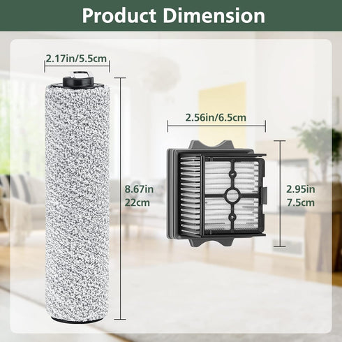 S5 Combo Brush Roller Replacement Parts for Floor ONE S5 Combo Cordless Wet Dry Vacuum Cleaner, 2 Pack