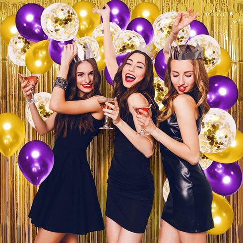 Purple Balloon Garland Arch Kit, 121 PCS Purple and Gold Party Decorations for Birthday, Graduation, Wedding